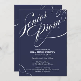 School Colours Fancy Script Prom Invitation