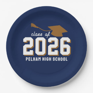 School Colours Grad NAVY CUSTOMIZABLE Paper Plate
