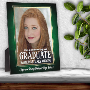 School Colours Green and Gold Graduation Photo Plaque