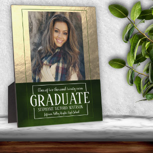 School Colours Green and Gold Photo Keepsake Plaque