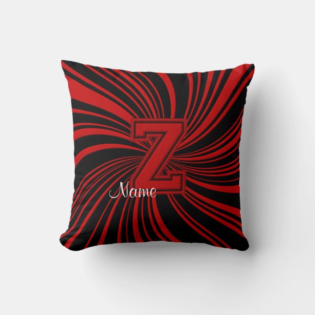 School Colours Monogram Pillow Red-Black Z (Front)