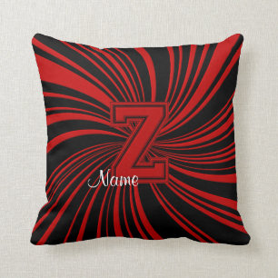 School Colours Monogram Pillow Red-Black Z