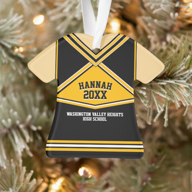 School Colours Personalized Cheerleader Uniform Ornament (Tree)