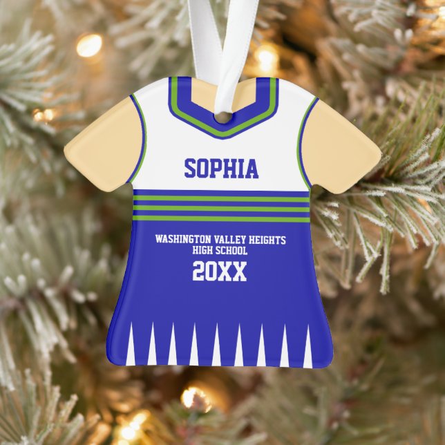 School Colours Personalized Cheerleader Uniform Ornament (Tree)