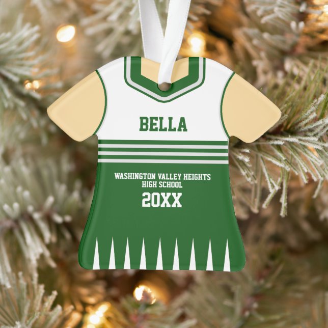 School Colours Personalized Cheerleader Uniform Ornament (Tree)