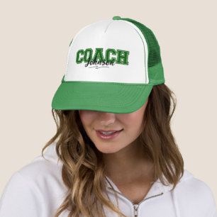 School Colours Personalized Coach-Green and White Trucker Hat