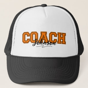 School Colours Personalized Coach-Orange and Black Trucker Hat