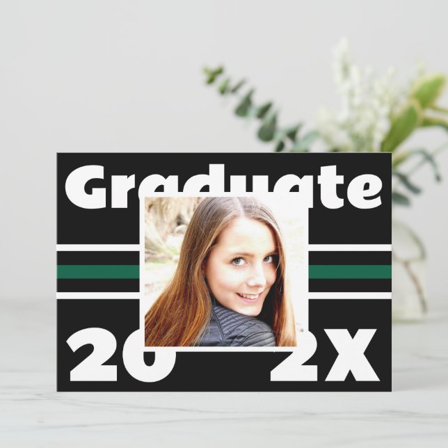 School Colours Photo Graduation Invitation (Standing Front)
