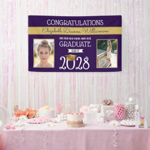 School Colours Purple and Gold Graduation Banner
