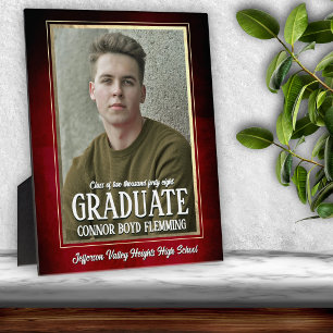 School Colours Red and Gold Graduation Photo Plaque