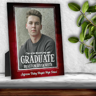 School Colours Red and White Graduation Photo Plaque