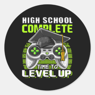 School Complete Video Game Senior Graduation Gift Classic Round Sticker