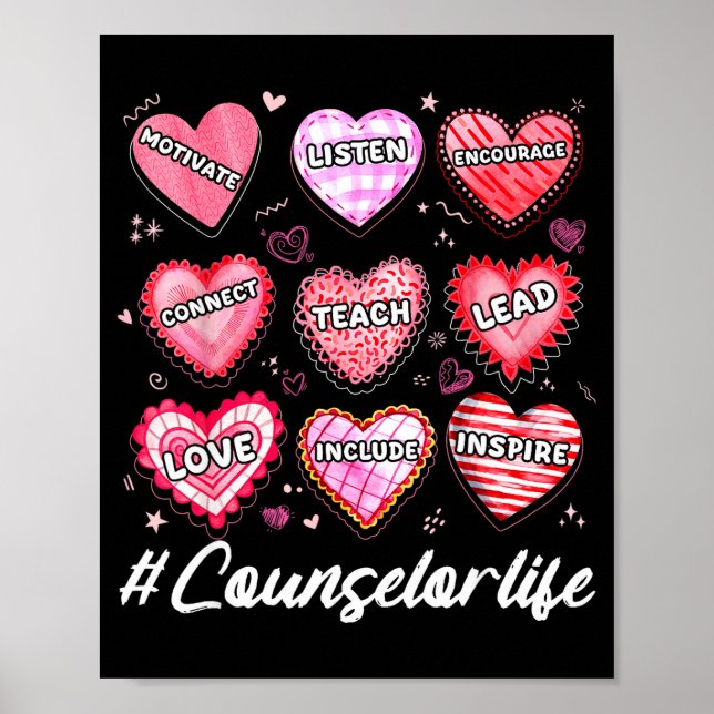 School Counseling Counselor Life Hearts School Val Poster (Front)
