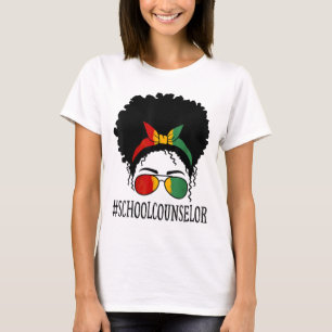 School Counsellor African Women Messy Bun Black Hi T-Shirt
