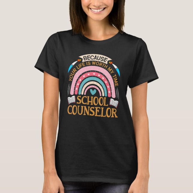 School Counsellor  Appreciation Rainbow Teacher Co T-Shirt (Front)