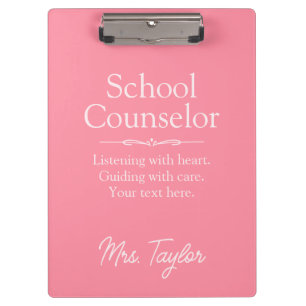School Counsellor Beautiful Minimalist Blush Pink Clipboard