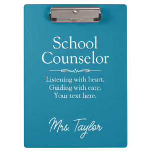 School Counsellor Custom Modern Calming Deep Teal Clipboard