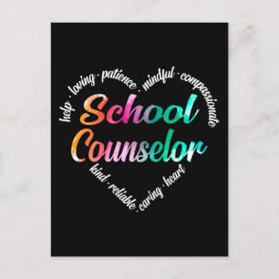School Counsellor Heart Word Cloud Watercolor Holiday Postcard