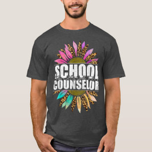School Counsellor Leopard Sunflower , Fun Back To T-Shirt