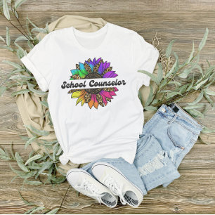 School Counsellor Profession Rainbow Sunflower  T-Shirt