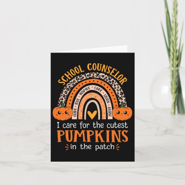 School Counsellor Rainbow Leopard Print Halloween  Card (Front)