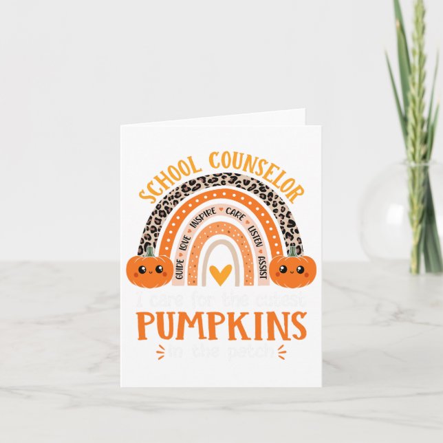 School Counsellor Rainbow Leopard Print Halloween  Card (Front)