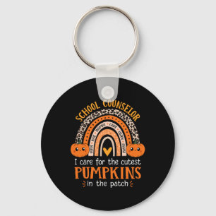 School Counsellor Rainbow Leopard Print Halloween Keychain