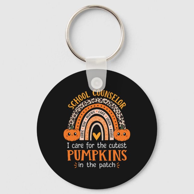 School Counsellor Rainbow Leopard Print Halloween  Keychain (Front)