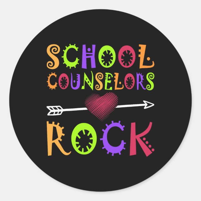 School Counsellor Rock Heart Book School Counselin Classic Round Sticker (Front)