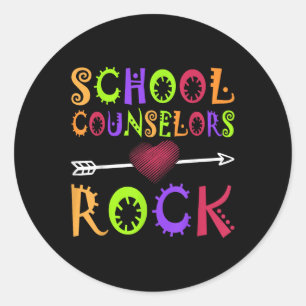 School Counsellor Rock Heart Book School Counselin Classic Round Sticker