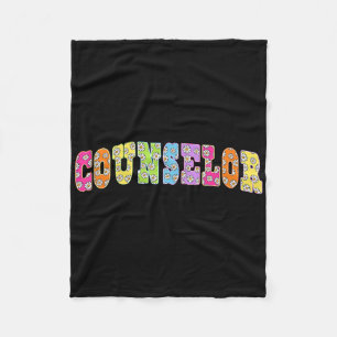 School Counsellor Squad Teacher Floral Back To Sch Fleece Blanket