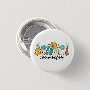School Counsellor Wildflower Teacher Cute Mom Funn 1 Inch Round Button