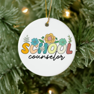 School Counsellor Wildflower Teacher Cute Mom Funn Ceramic Ornament