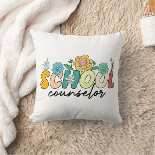 School Counsellor Wildflower Teacher Cute Mom Funn Throw Pillow