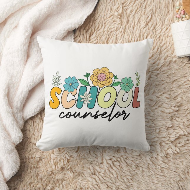 School Counsellor Wildflower Teacher Cute Mom Funn Throw Pillow (Blanket)