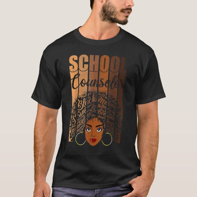 School Counselor Black History Queen Melanin Afric T-Shirt (Front)