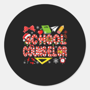 School Counselor Christmas Candy Canes Lover Funny Classic Round Sticker