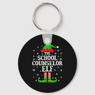 School Counselor Elf Funny Christmas Family Matchi Keychain