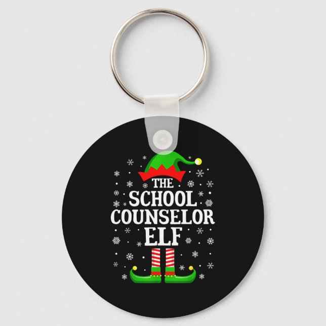 School Counselor Elf Funny Christmas Family Matchi Keychain (Front)
