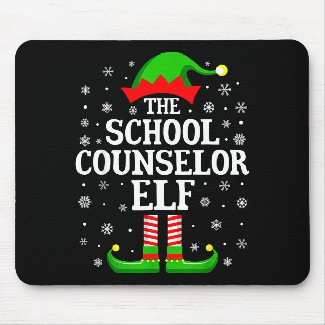 School Counselor Elf Funny Christmas Family Matchi Mouse Pad (Front)