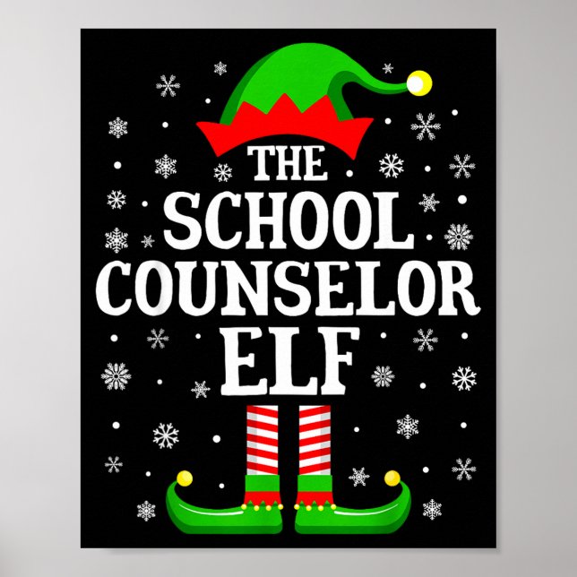 School Counselor Elf Funny Christmas Family Matchi Poster (Front)