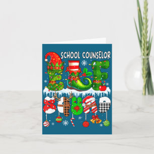 School Counselor Elf Squad Xmas Colorful Elf Hat S Card