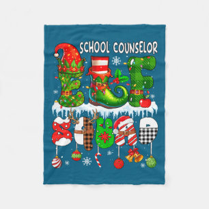 School Counselor Elf Squad Xmas Colorful Elf Hat S Fleece Blanket