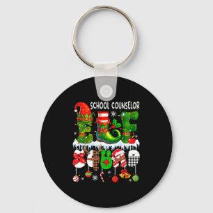 School Counselor Elf Squad Xmas Colorful Elf Hat S Keychain