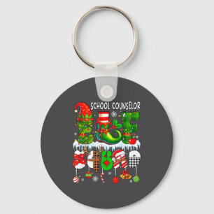 School Counselor Elf Squad Xmas Colorful Elf Hat S Keychain