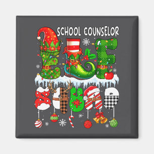 School Counselor Elf Squad Xmas Colorful Elf Hat S Magnet
