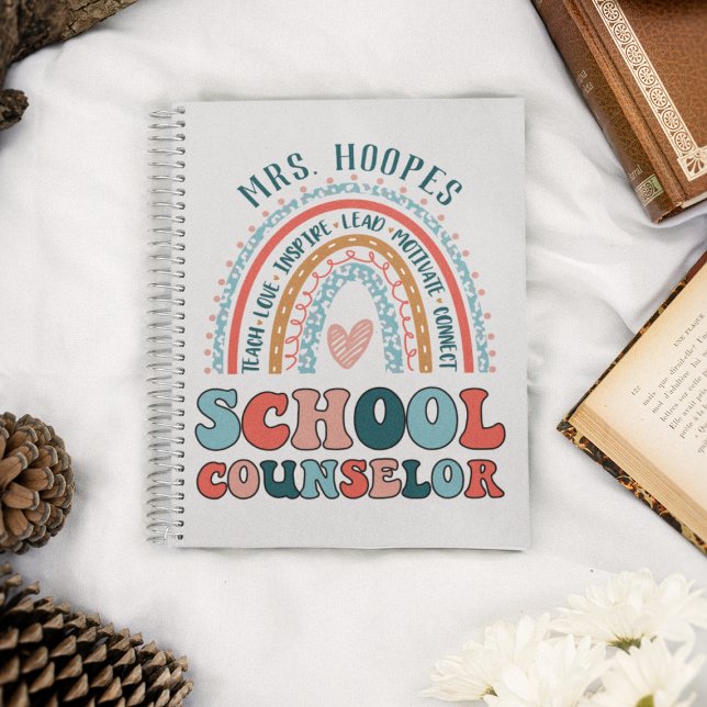 School Counselor Personalized Gift Rainbow Spiral Notebook (Creator Uploaded)