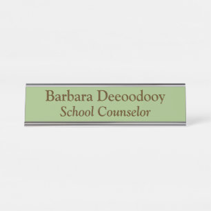 School Counselor Sage Green Desk Name Plate