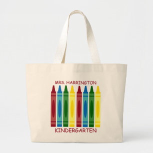 School Crayons Personalized Large Tote Bag