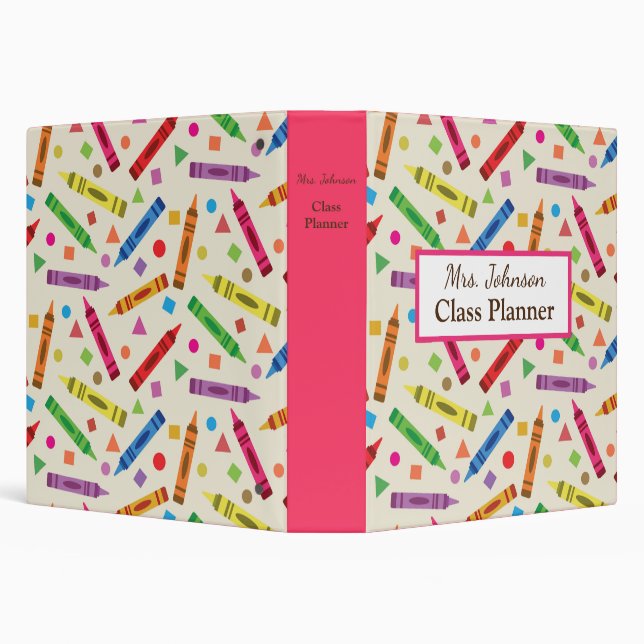School Crayons with Shapes Teacher Class Planner  Binder (Background)